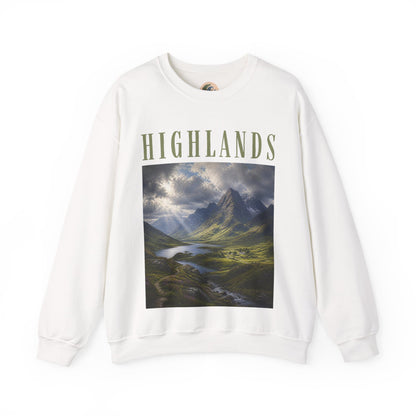 Highlands Scenic Crewneck Sweatshirt — Mountain Landscape Pullover