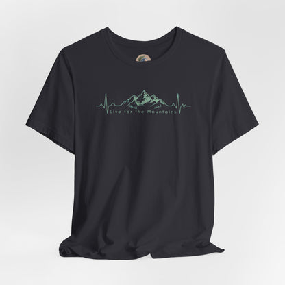 Mountain Heartbeat T‑Shirt — Heartbeat EKG Mountains Graphic Tee