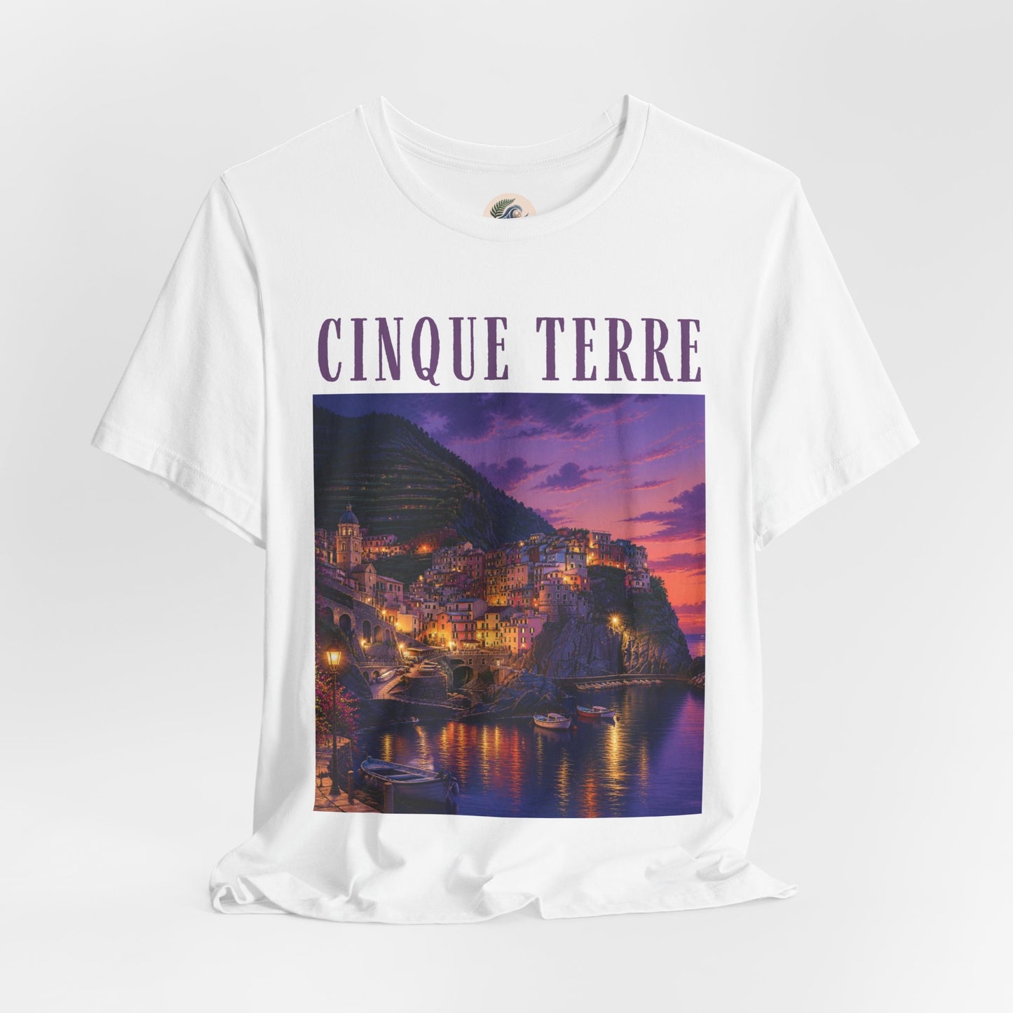 Cinque Terre Sunset Photo Tee — Italian Coastal Travel T-Shirt