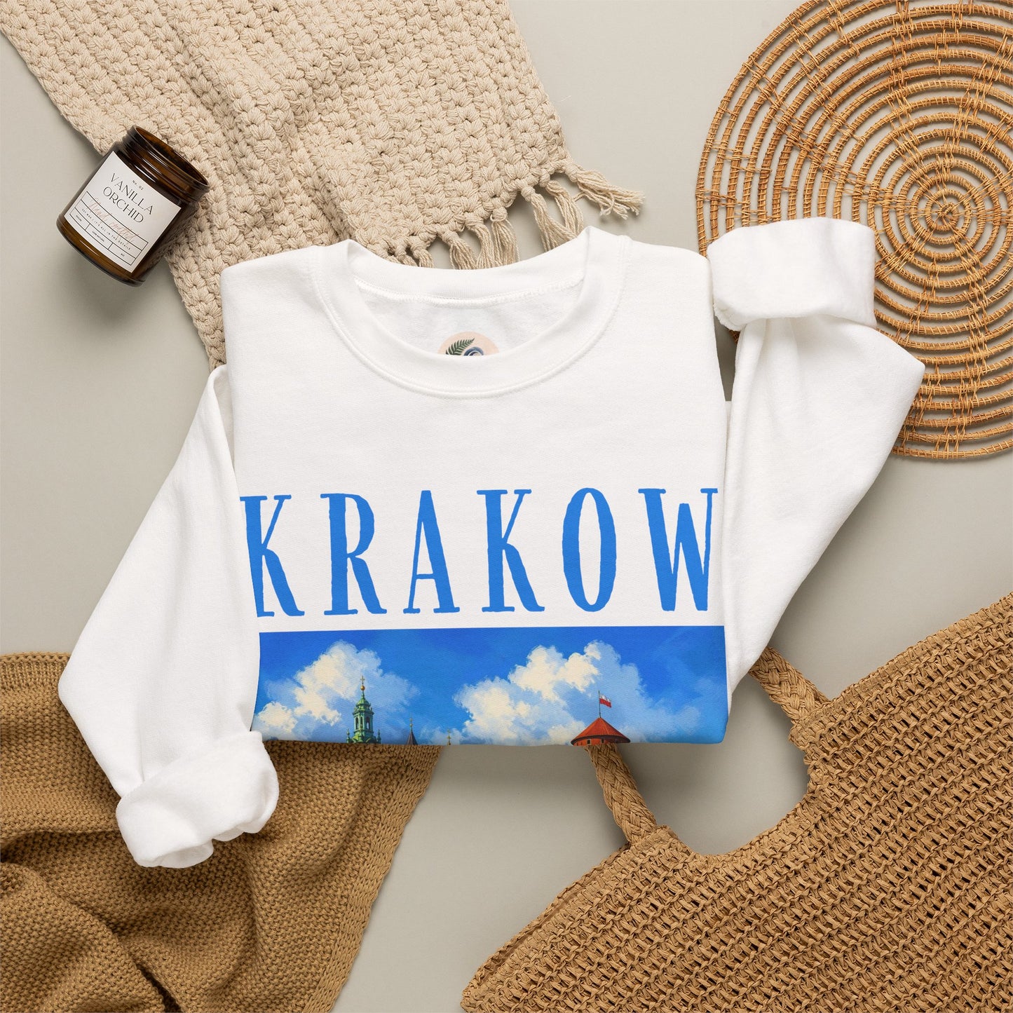 Krakow Castle Crewneck Sweatshirt — Vintage Polish Travel Graphic