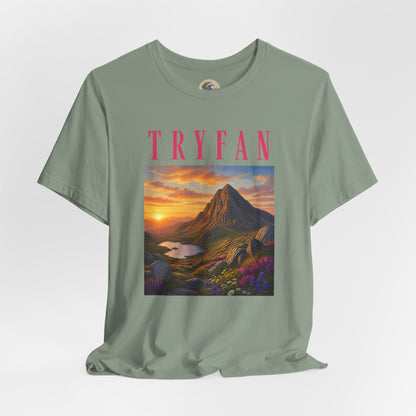 Tryfan Mountain Tee — Scenic Sunset Landscape T‑Shirt