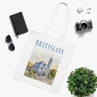 Bratislava Watercolor Cathedral Tote Bag – Travel Souvenir Cotton Shopper