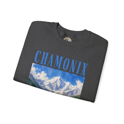 Chamonix Mountain Crewneck Sweatshirt — Alpine Scenic Graphic