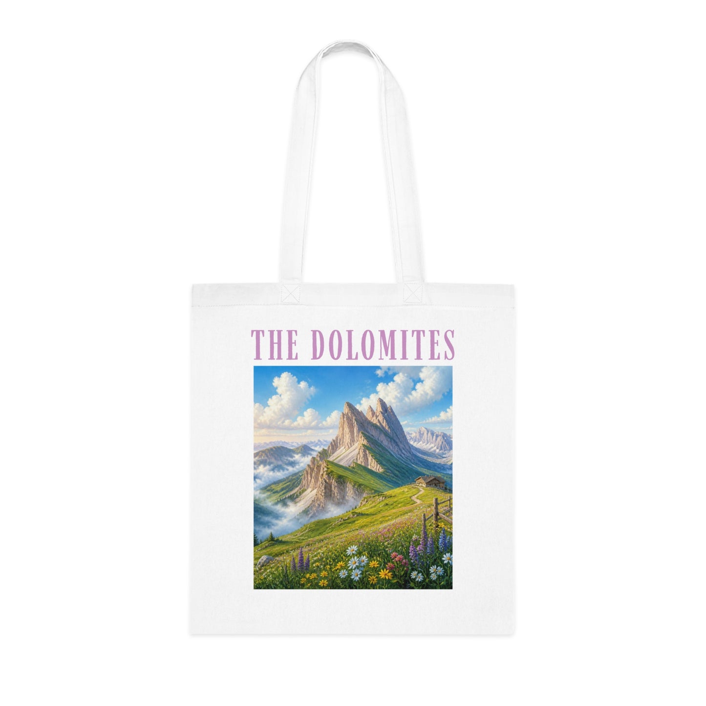 Dolomites Mountain Scenic Cotton Tote — The Dolomites Travel Tote Bag