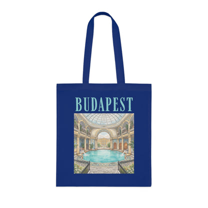 Budapest Thermal Bath Cotton Tote — Vintage Spa Illustration Travel Bag
