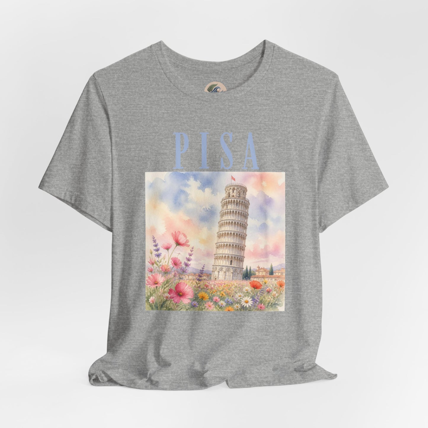 Pisa Floral Illustration T‑Shirt — Leaning Tower Travel Tee
