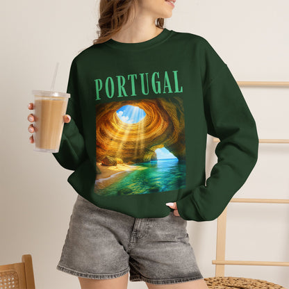 Portugal Benagil Cave Crewneck Sweatshirt — Coastal Travel Graphic Pullover