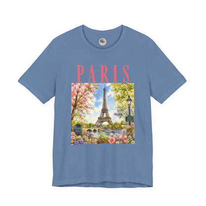 Paris Floral Eiffel Tower Tee — Vintage Romantic France T-Shirt