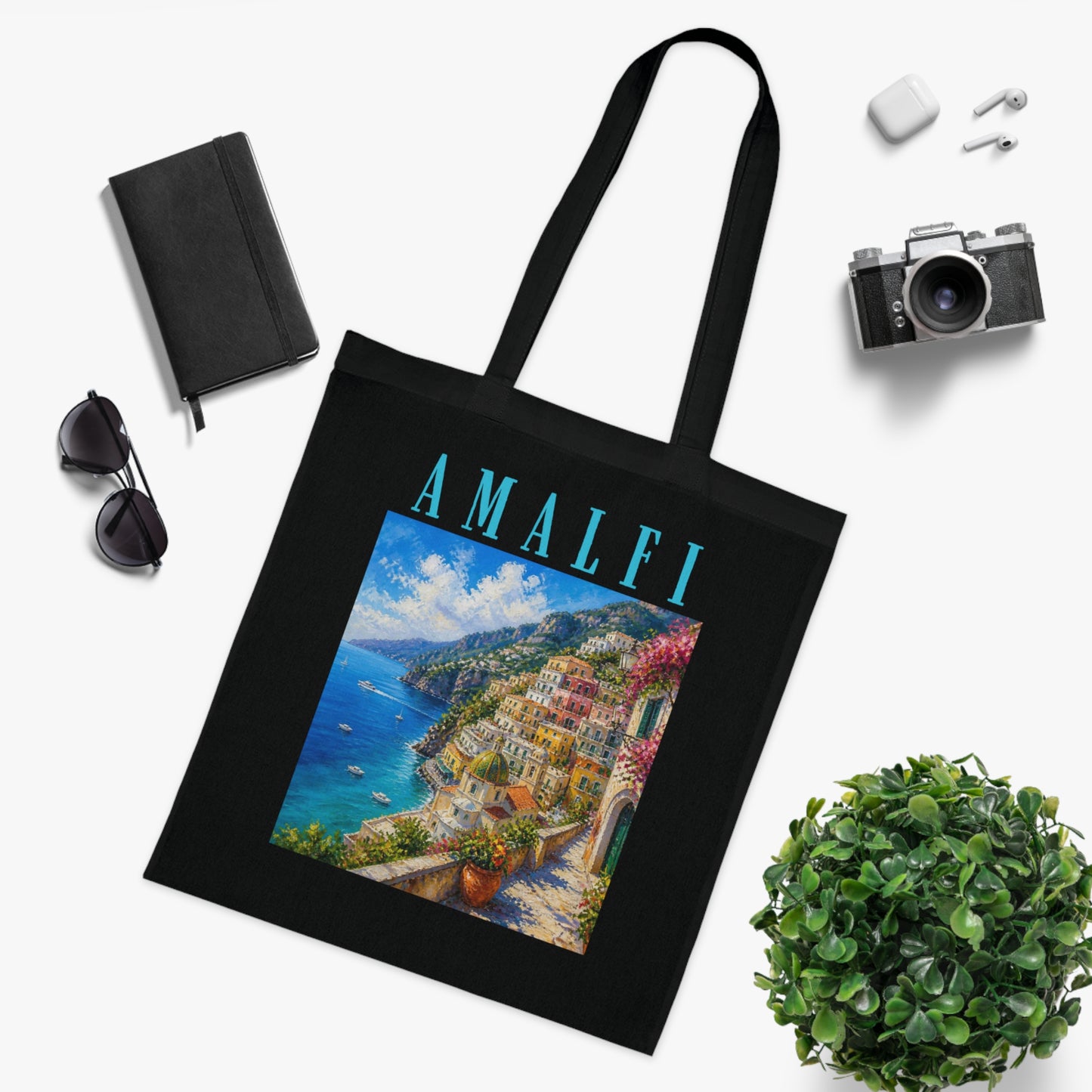 Amalfi Coast Cotton Tote Bag — Scenic Italy Travel Beach Market Tote