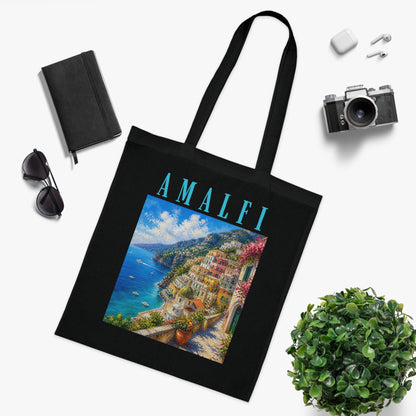 Amalfi Coast Cotton Tote Bag — Scenic Italy Travel Beach Market Tote