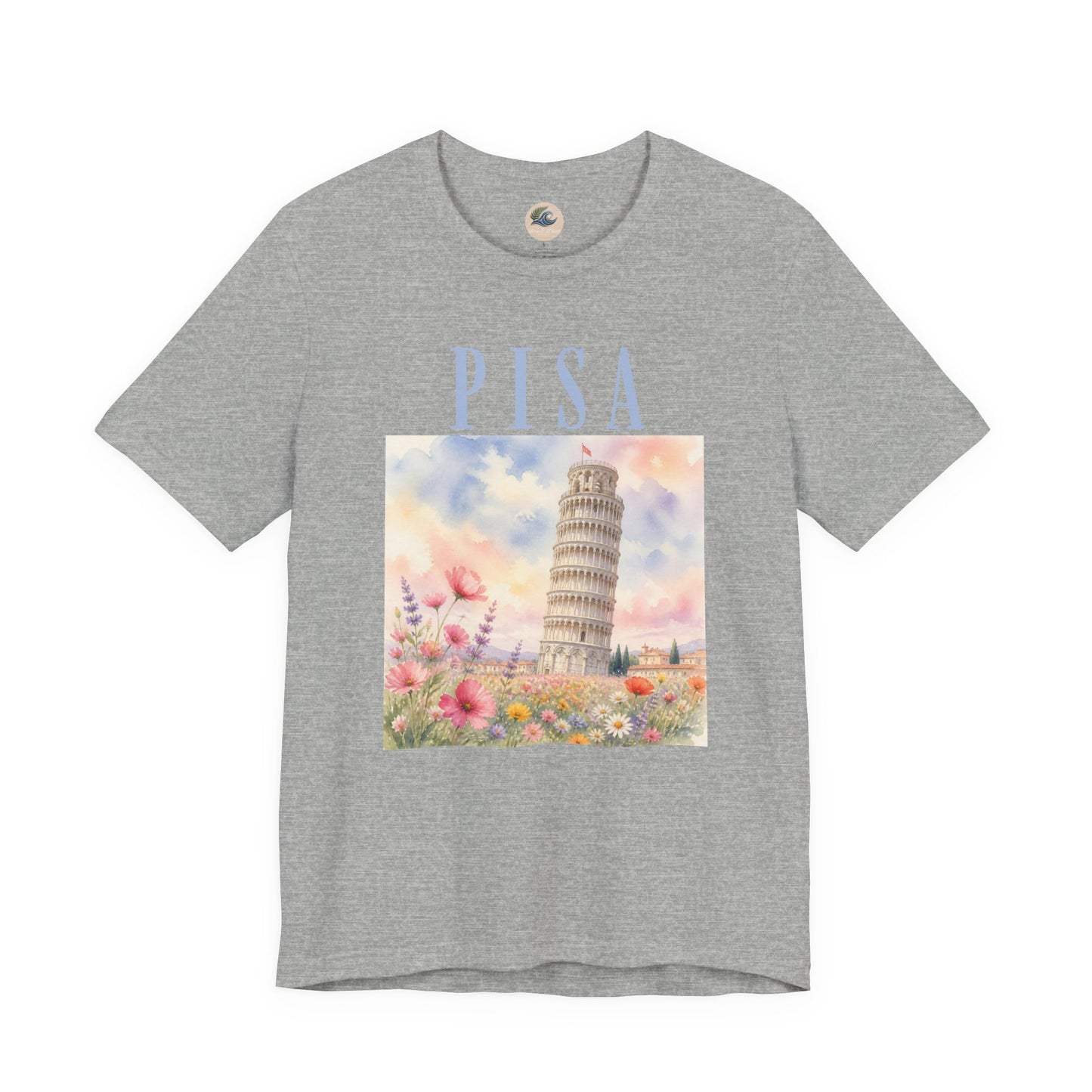 Pisa Floral Illustration T‑Shirt — Leaning Tower Travel Tee