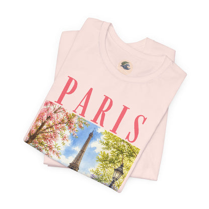 Paris Floral Eiffel Tower Tee — Vintage Romantic France T-Shirt