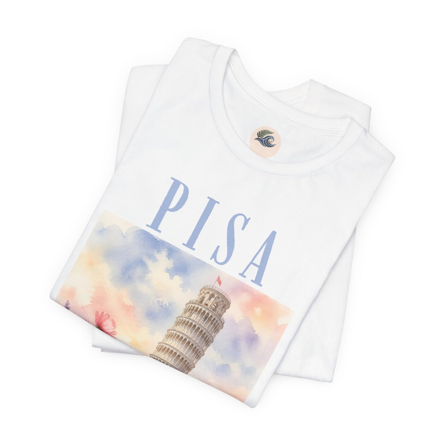 Pisa Floral Illustration T‑Shirt — Leaning Tower Travel Tee