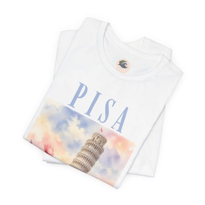 Pisa Floral Illustration T‑Shirt — Leaning Tower Travel Tee