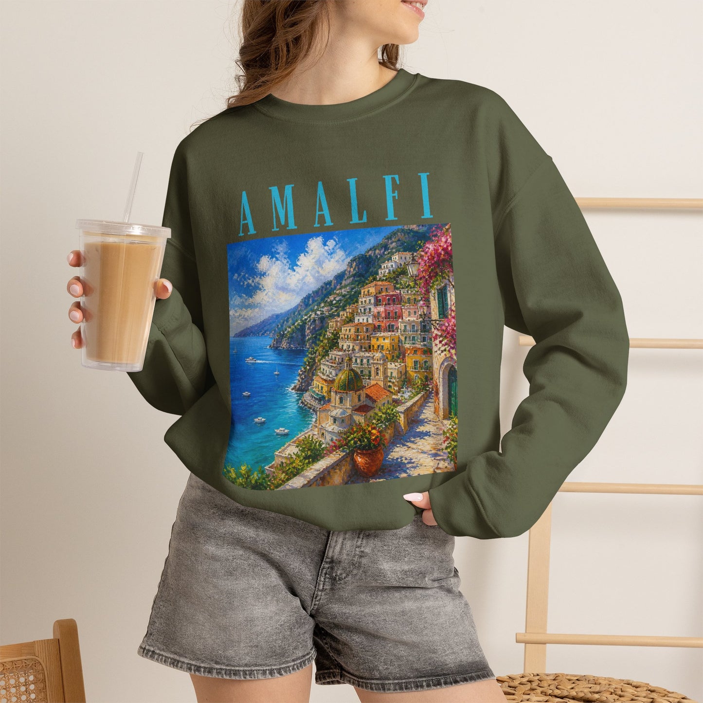 Amalfi Coast Scenic Crewneck Sweatshirt