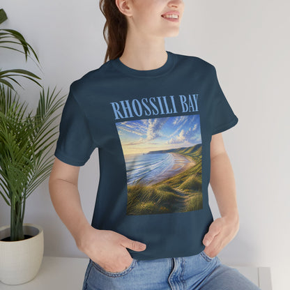 Rhossili Bay Scenic Tee — Coastal Landscape Graphic T-Shirt