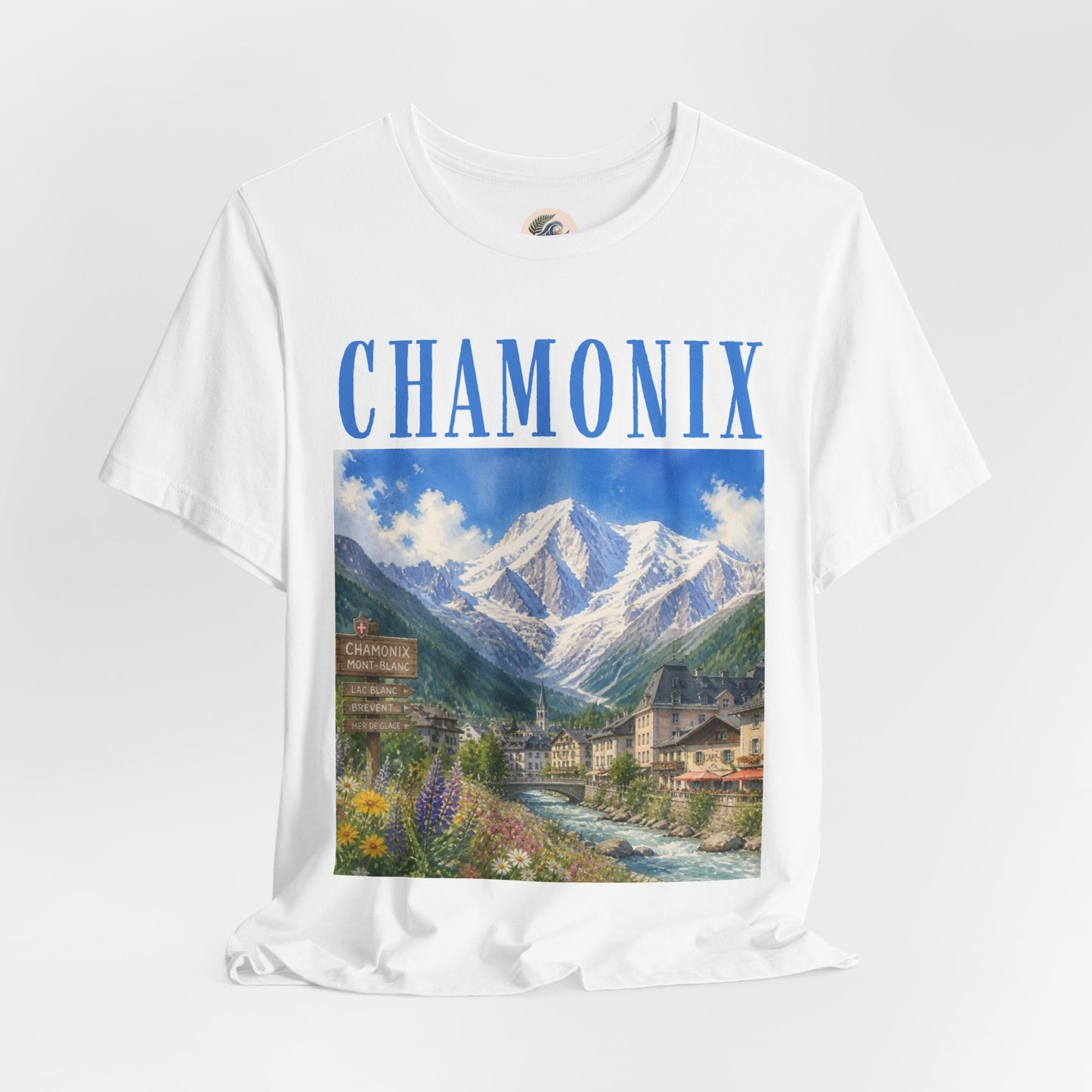 Chamonix Mountain Village T-Shirt — Scenic Alpine Travel Tee