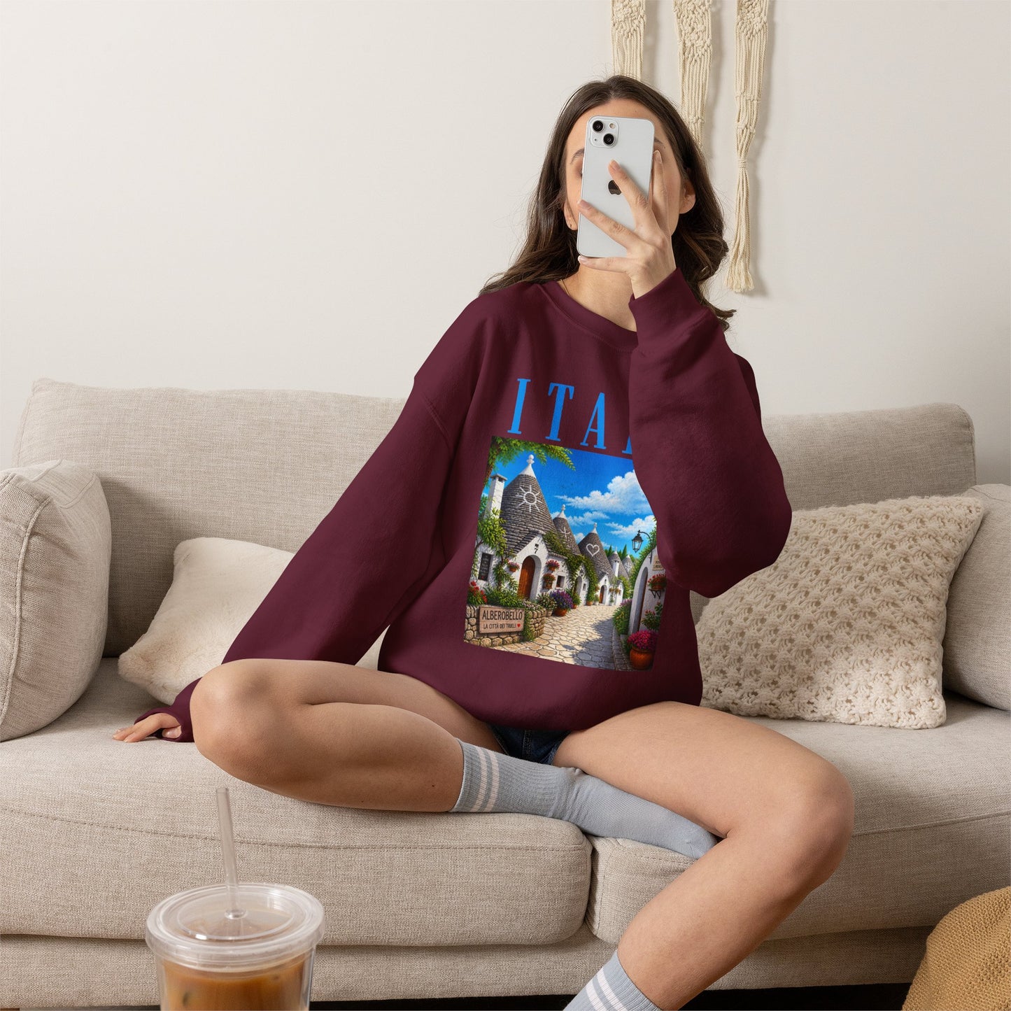 Italy Alberobello Scenic Sweatshirt — Trulli Village Travel Crewneck