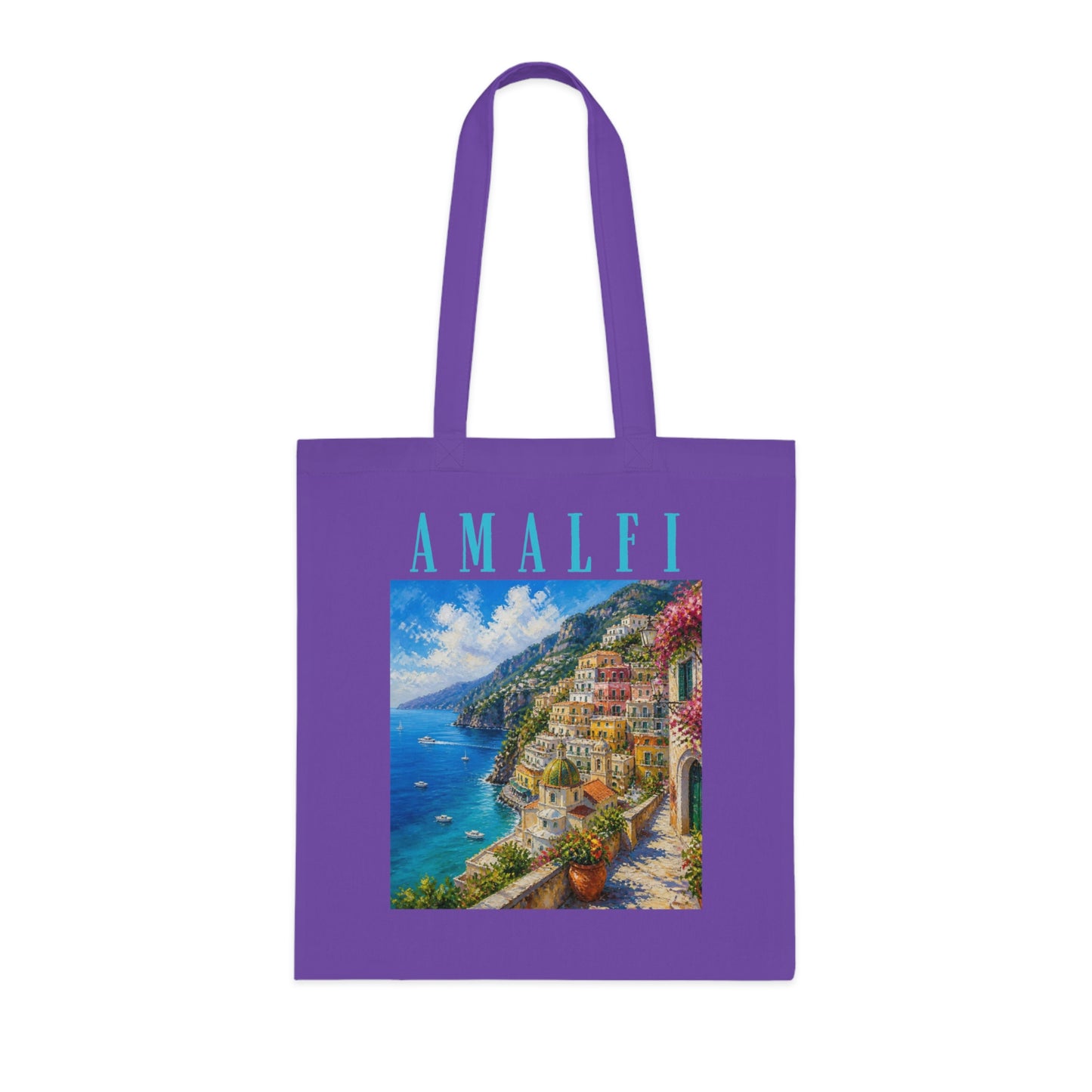 Amalfi Coast Cotton Tote Bag — Scenic Italy Travel Beach Market Tote