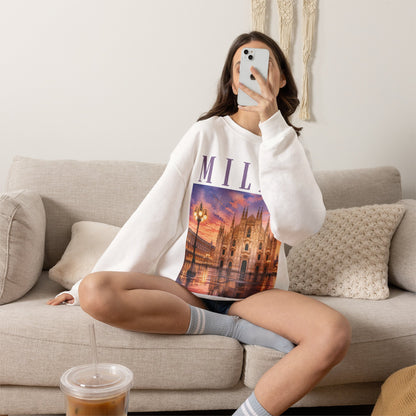 Milan Cathedral Crewneck Sweatshirt – Vintage Travel Cityscape