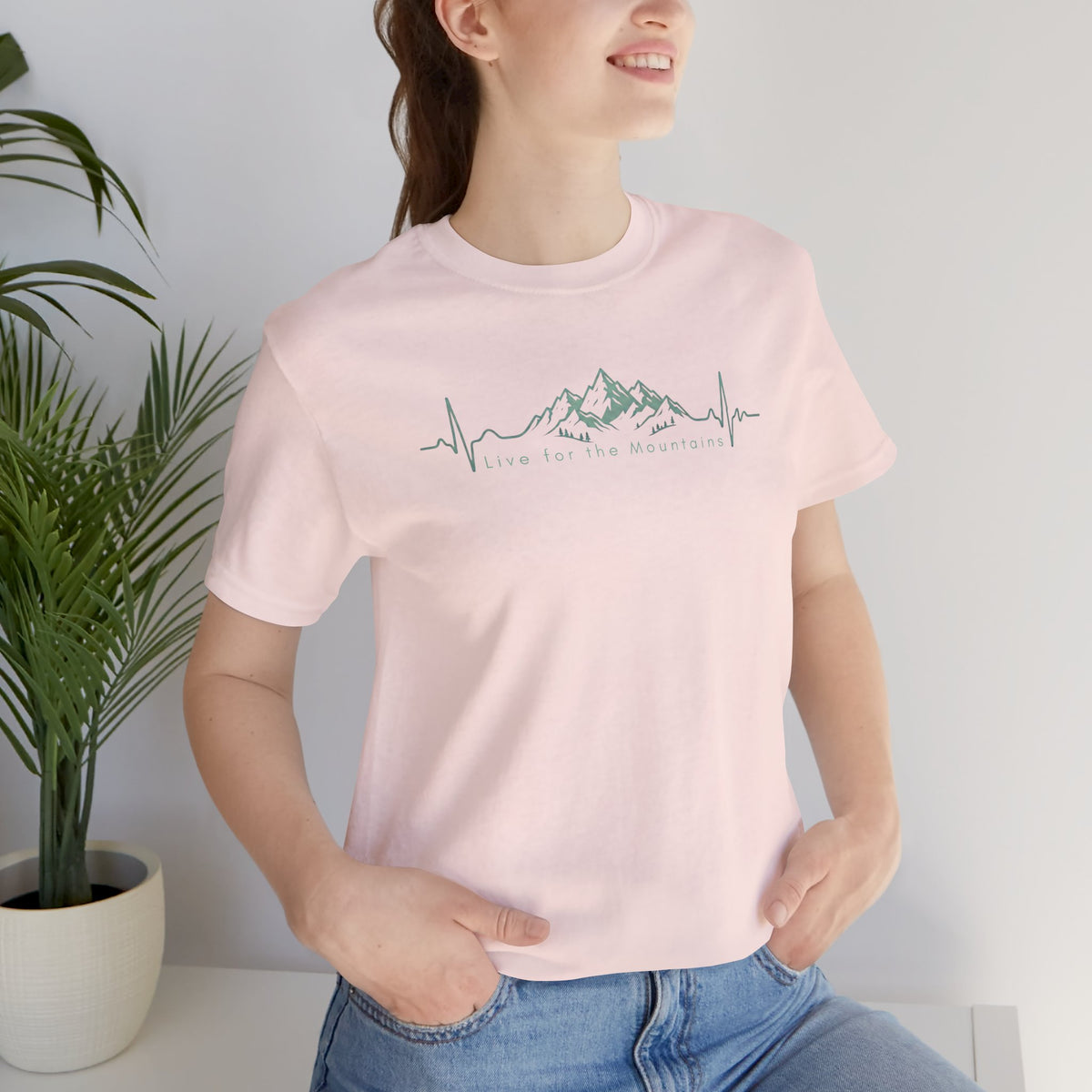 Mountain Heartbeat T‑Shirt — Heartbeat EKG Mountains Graphic Tee