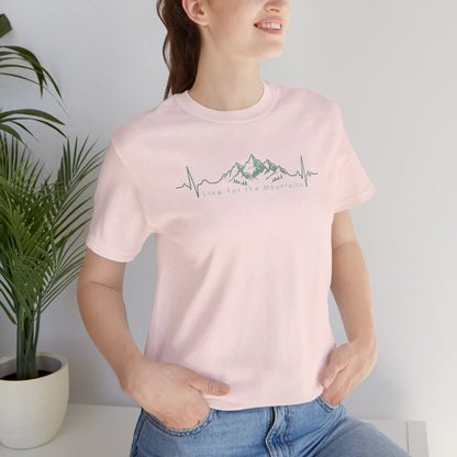 Mountain Heartbeat T‑Shirt — Heartbeat EKG Mountains Graphic Tee