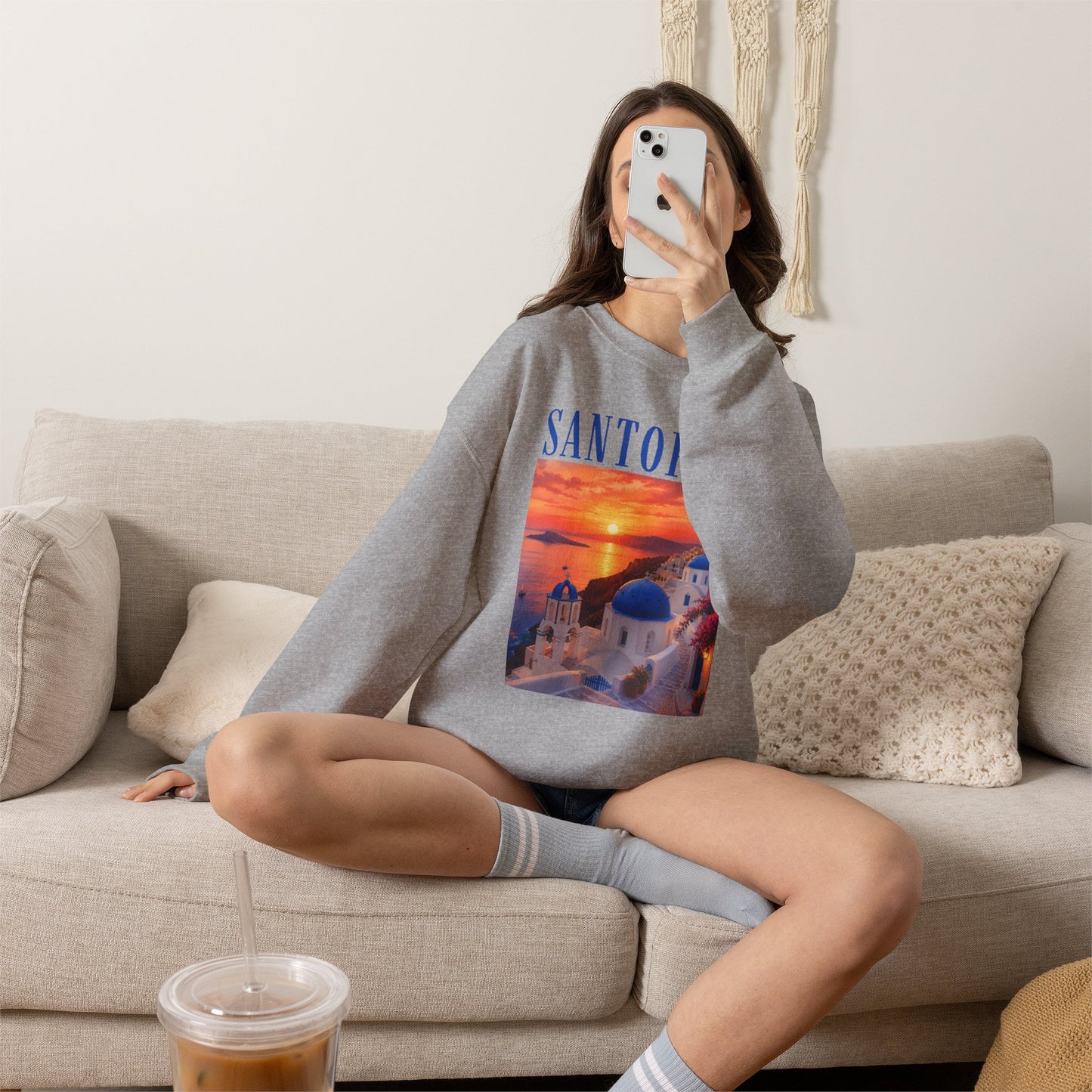 Santorini Sunset Sweatshirt — Greek Island Travel Crewneck