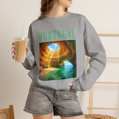 Portugal Benagil Cave Crewneck Sweatshirt — Coastal Travel Graphic Pullover