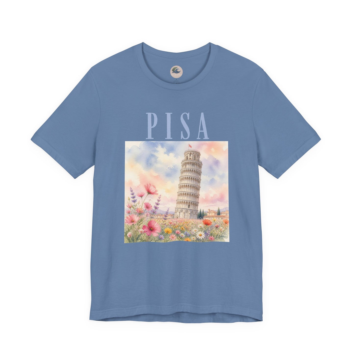Pisa Floral Illustration T‑Shirt — Leaning Tower Travel Tee