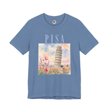 Pisa Floral Illustration T‑Shirt — Leaning Tower Travel Tee