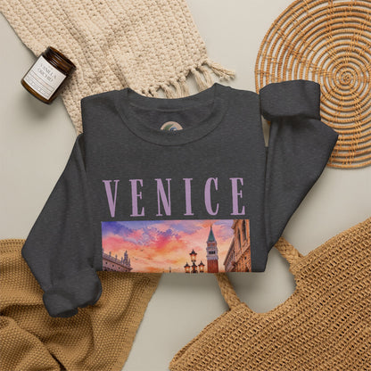 Venice Sunset Crewneck Sweatshirt — Vintage Canal Travel Graphic