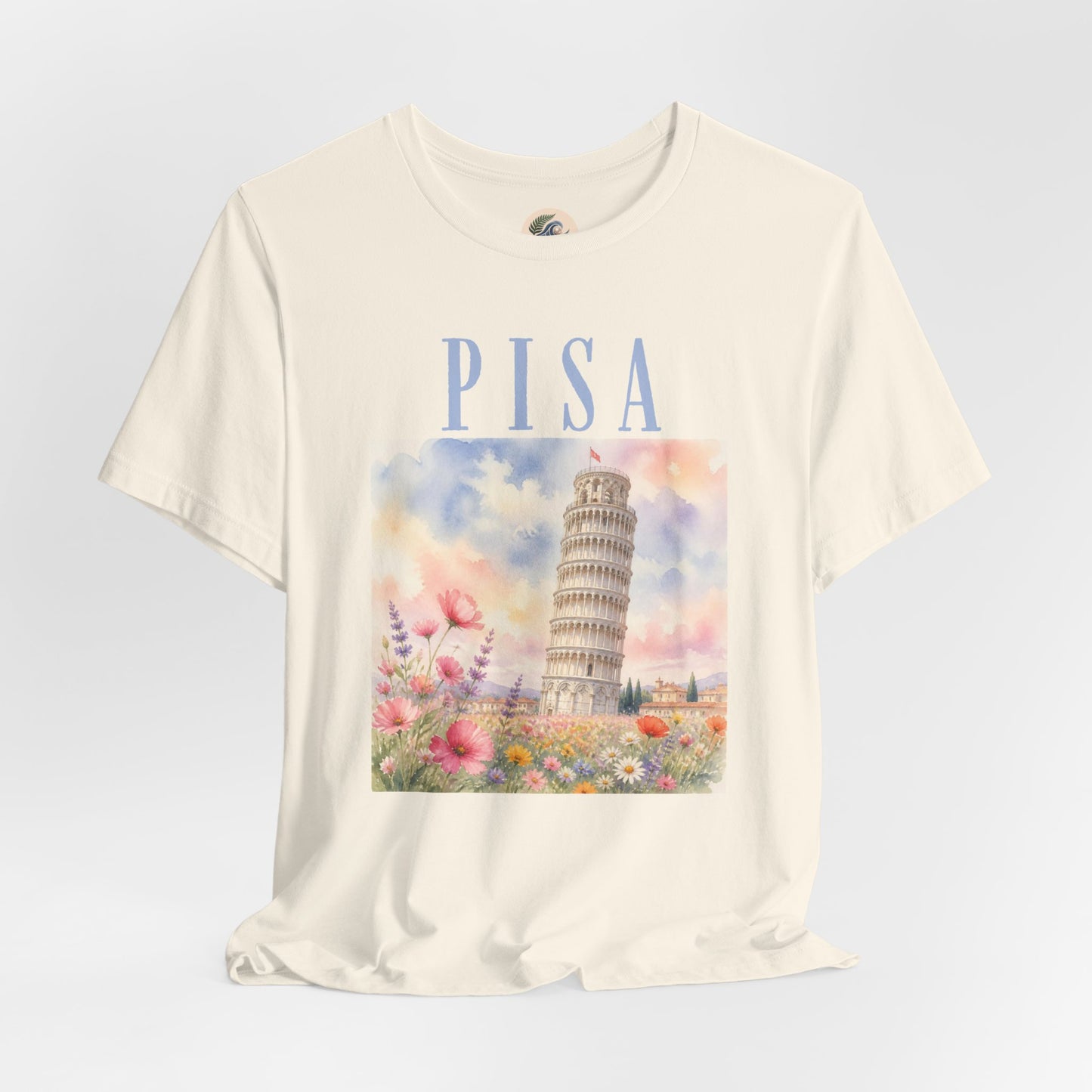 Pisa Floral Illustration T‑Shirt — Leaning Tower Travel Tee