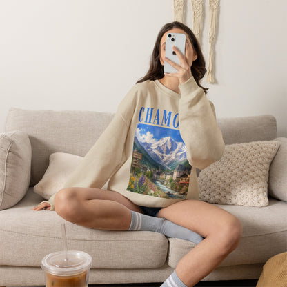 Chamonix Mountain Crewneck Sweatshirt — Alpine Scenic Graphic
