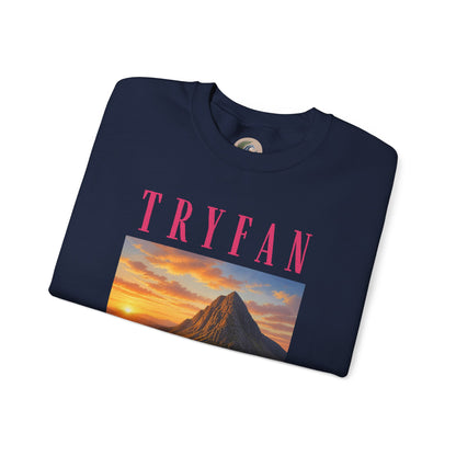 Tryfan Mountain Sweatshirt — Scenic Snowdonia Sunset Landscape Crewneck