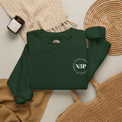 Minimal 'N3P' National 3 Peaks Logo Crewneck Sweatshirt – Small Chest Emblem, Casual Everyday Pullover