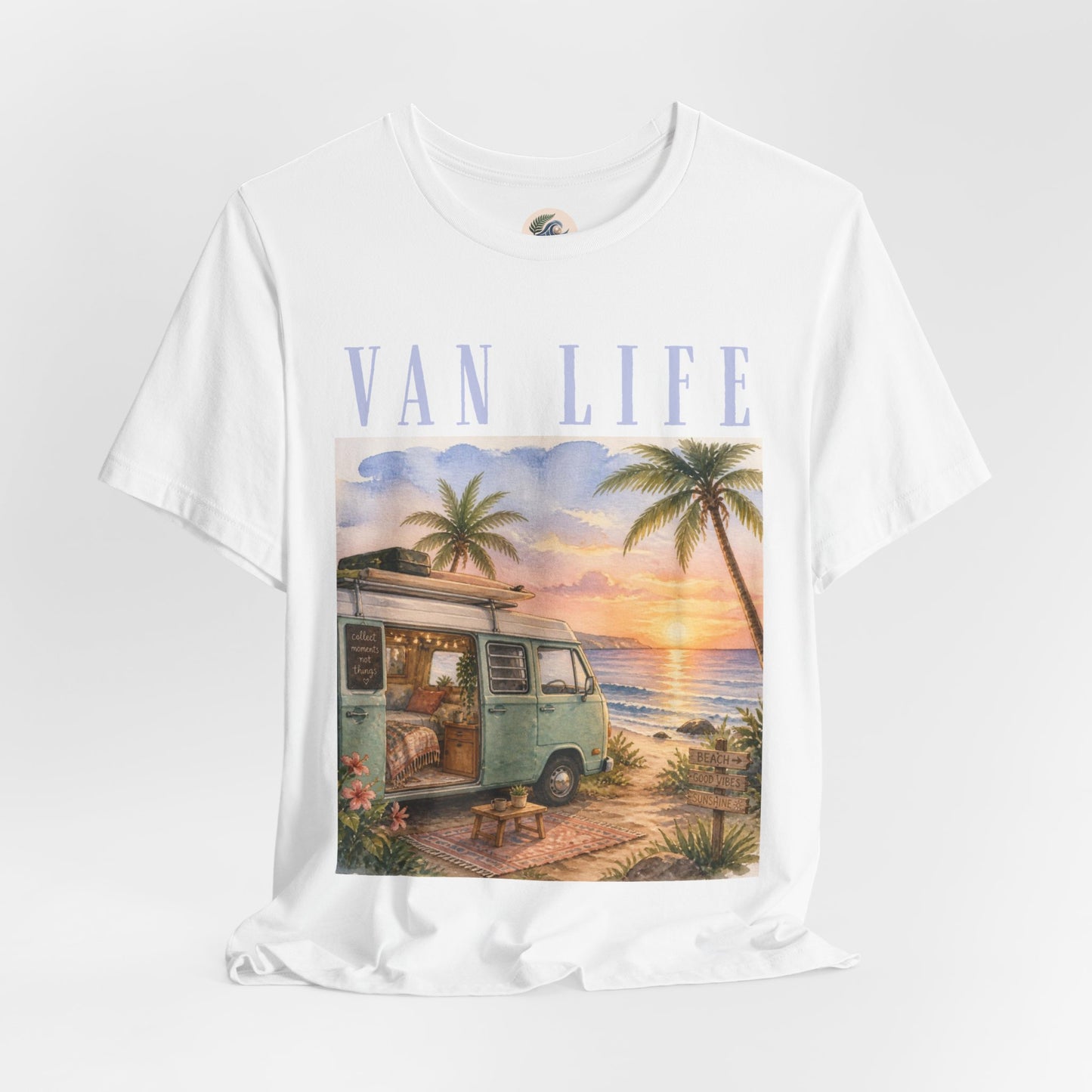 Van Life Beach T-Shirt — Retro Camper Sunset Graphic Tee