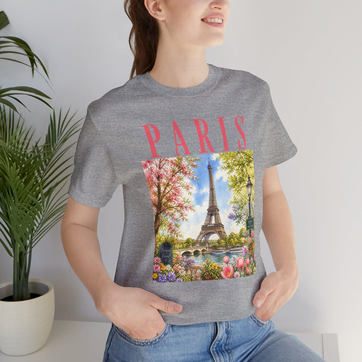 Paris Floral Eiffel Tower Tee — Vintage Romantic France T-Shirt