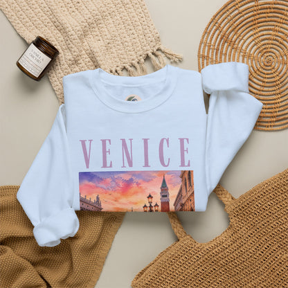 Venice Sunset Crewneck Sweatshirt — Vintage Canal Travel Graphic