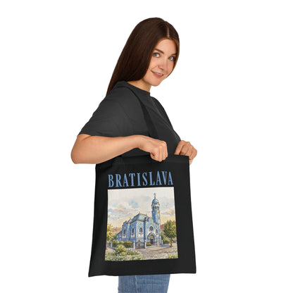 Bratislava Watercolor Cathedral Tote Bag – Travel Souvenir Cotton Shopper