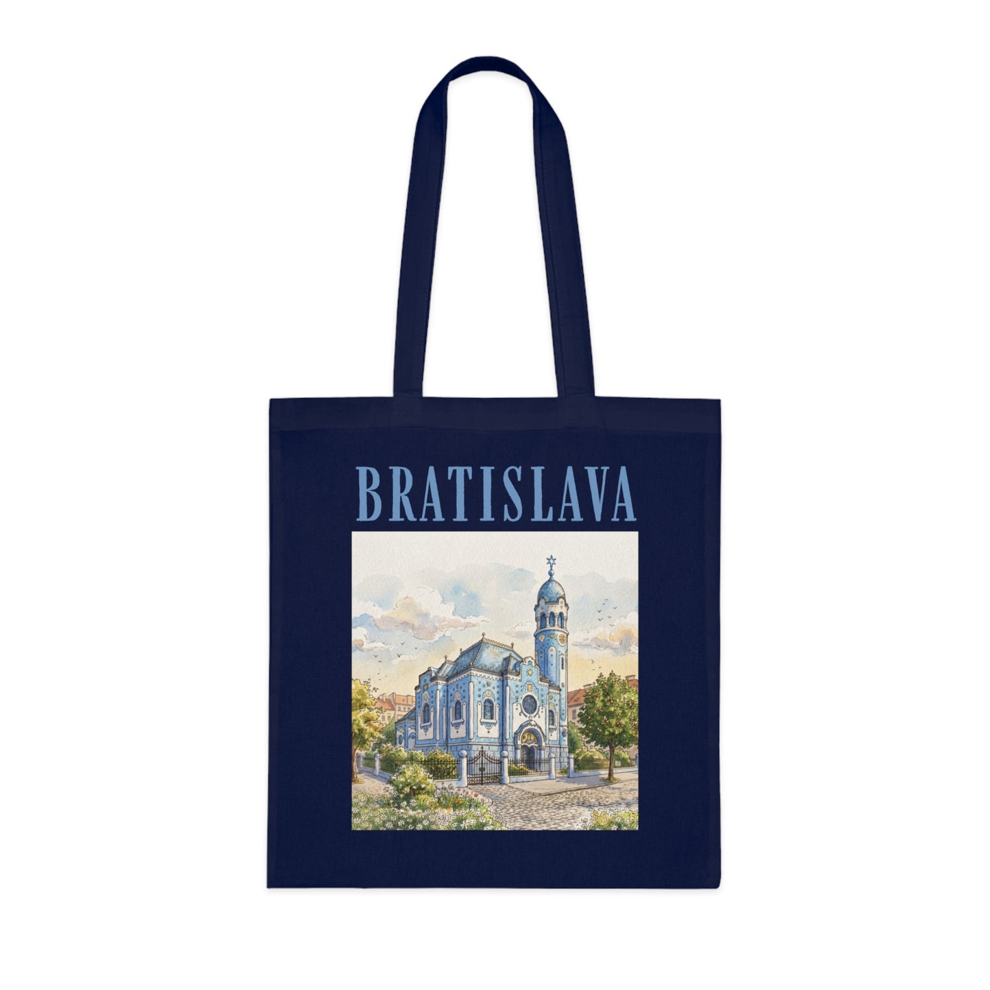 Bratislava Watercolor Cathedral Tote Bag – Travel Souvenir Cotton Shopper