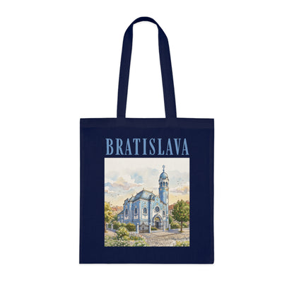 Bratislava Watercolor Cathedral Tote Bag – Travel Souvenir Cotton Shopper