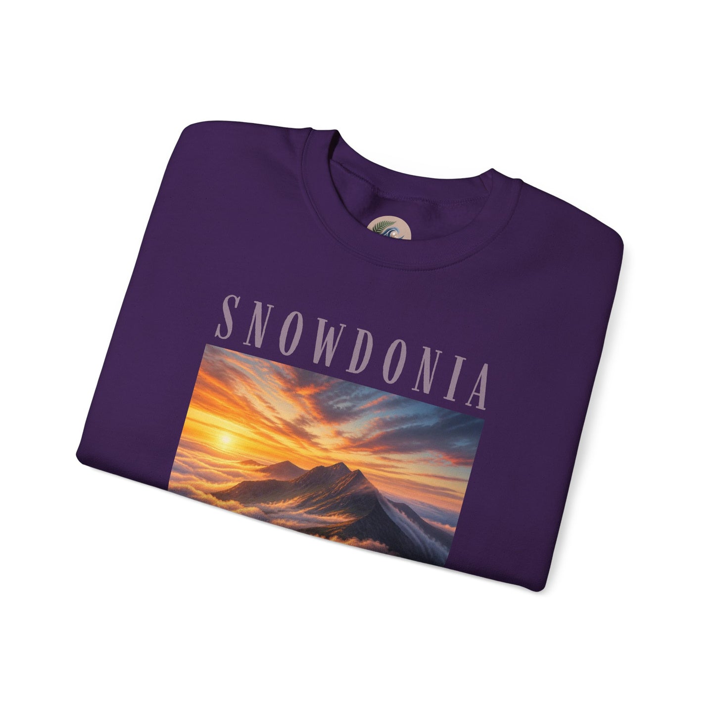 Snowdonia Sunset Crewneck Sweatshirt — Scenic Mountain Graphic