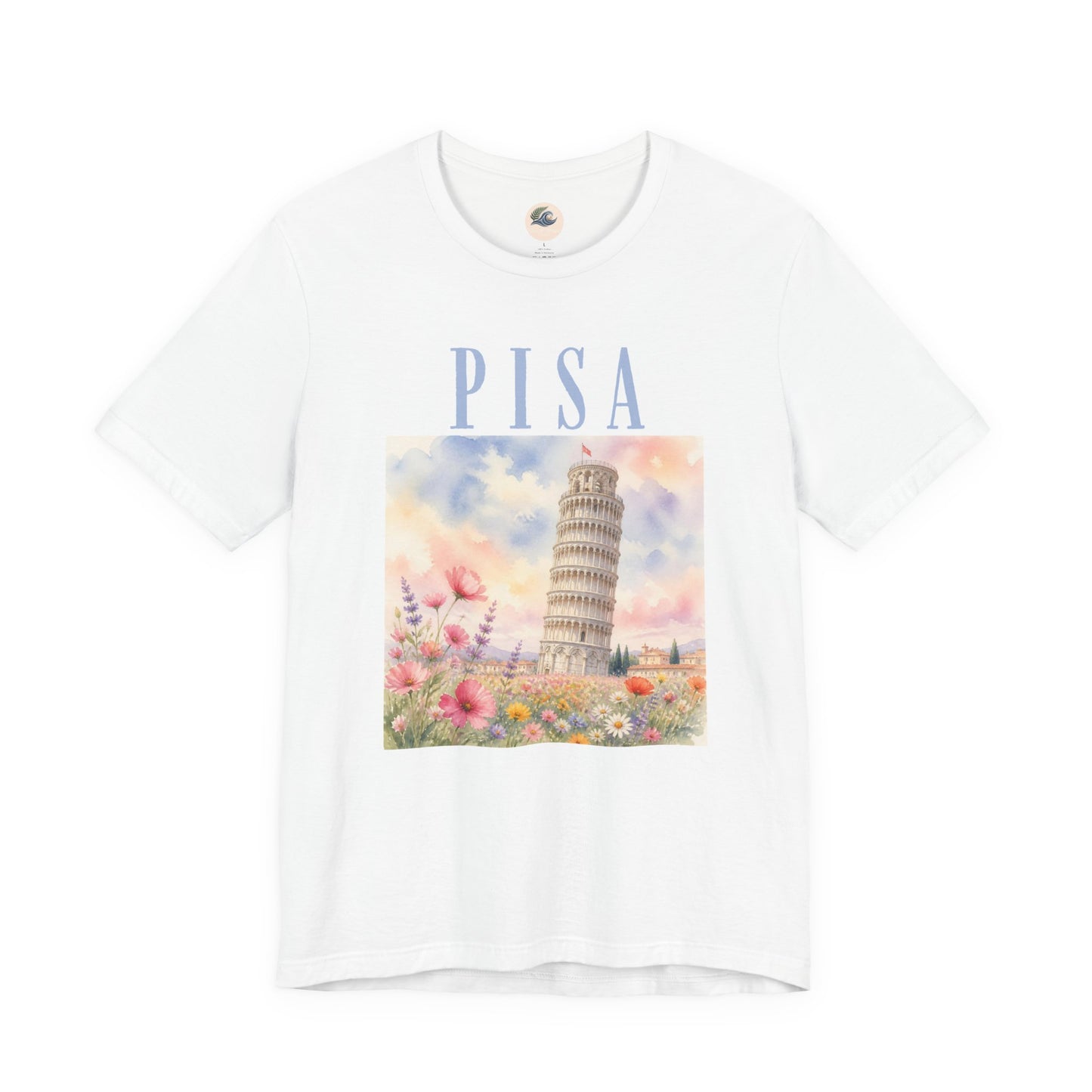 Pisa Floral Illustration T‑Shirt — Leaning Tower Travel Tee