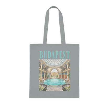 Budapest Thermal Bath Cotton Tote — Vintage Spa Illustration Travel Bag