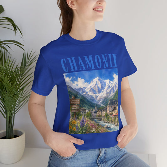 Chamonix Mountain Village T-Shirt — Scenic Alpine Travel Tee
