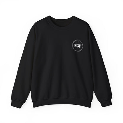 Minimal 'N3P' National 3 Peaks Logo Crewneck Sweatshirt – Small Chest Emblem, Casual Everyday Pullover