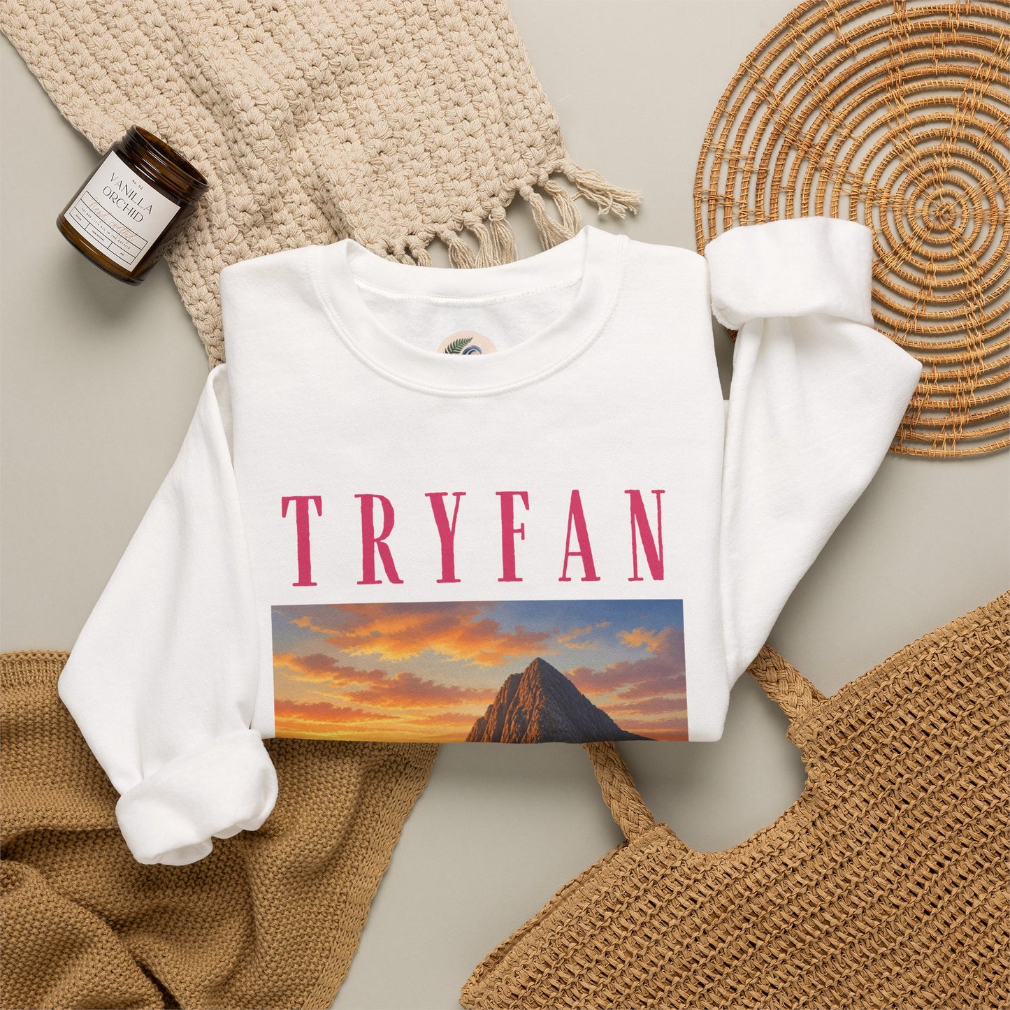 Tryfan Mountain Sweatshirt — Scenic Snowdonia Sunset Landscape Crewneck