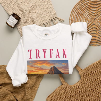 Tryfan Mountain Sweatshirt — Scenic Snowdonia Sunset Landscape Crewneck