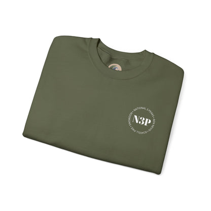 Minimal 'N3P' National 3 Peaks Logo Crewneck Sweatshirt – Small Chest Emblem, Casual Everyday Pullover