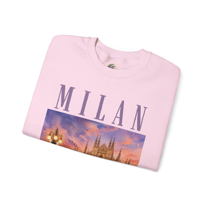 Milan Cathedral Crewneck Sweatshirt – Vintage Travel Cityscape